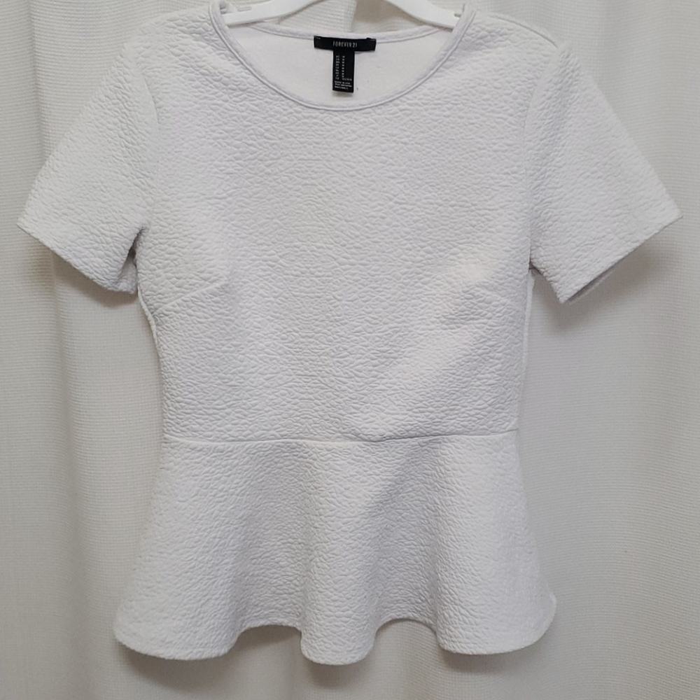 White Forever 21 Peplum Top